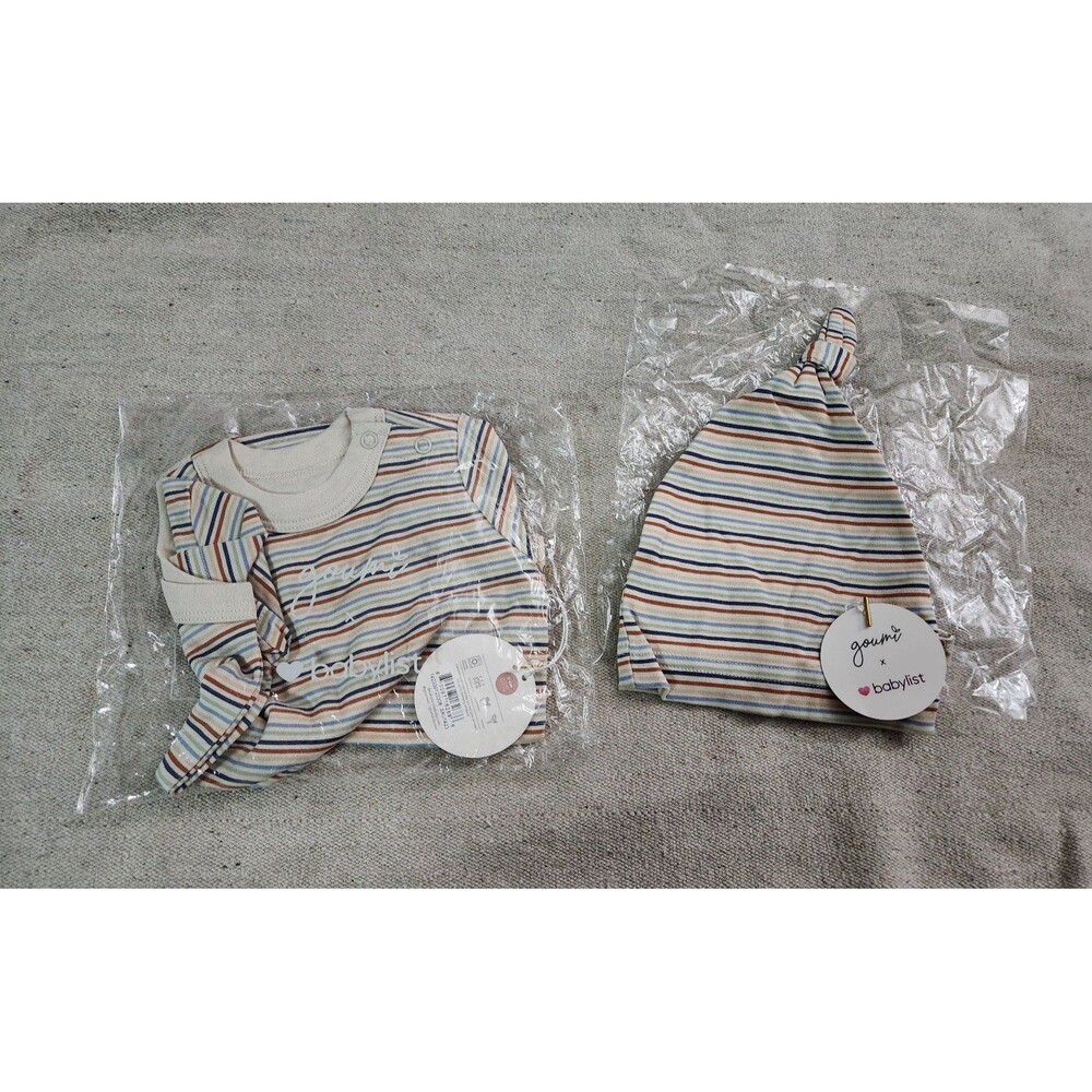 Goumi kids bamboo bodysuit and hat size 3-6m